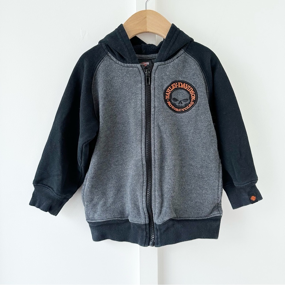 HARLEY DAVIDSON grey fleece zip up hoodie